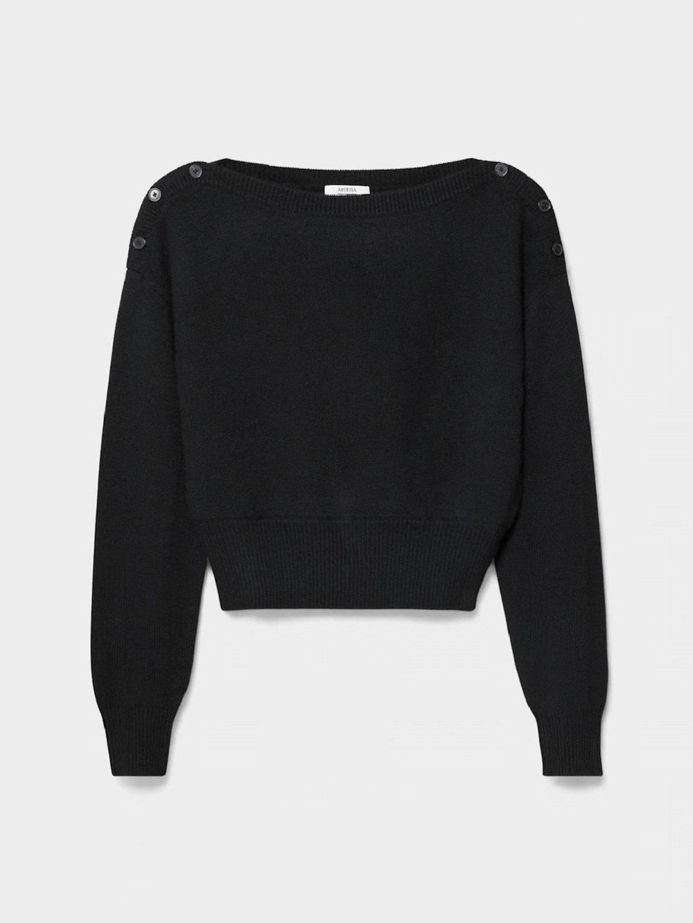 Wilfred Essential Wool Cashmere Gable Sweater in Black - S